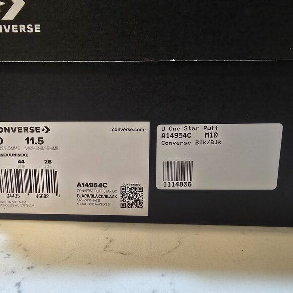 CONVERSE One Star Puff - Black/Black/Black A14954C MENS SIZE 10 SNEAKERS NEW - Picture 8 of 14